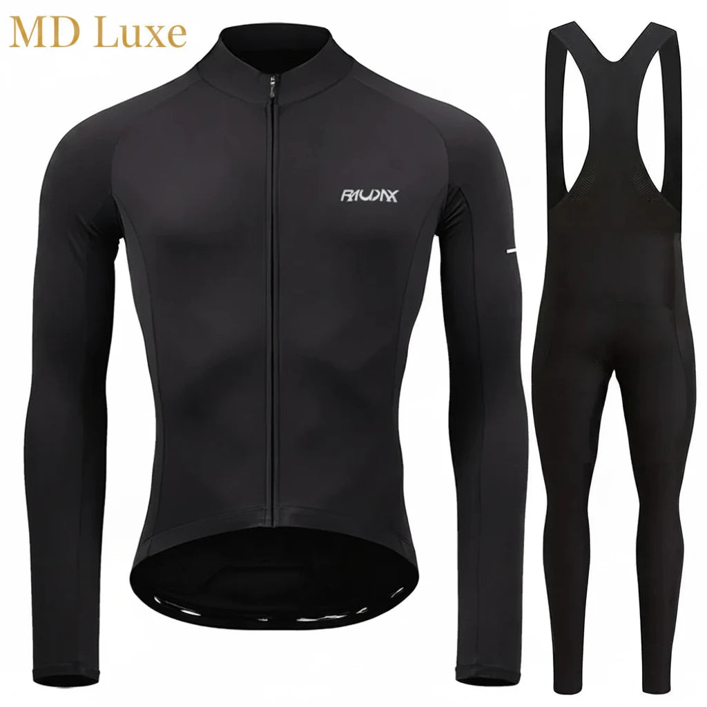 RAUDAX 2024 Man's Winter Cycling Clothing Long Sleeves Thermal Fleece Cycling Jersey Set Outdoor Keep Warm Road Bike Sportswear