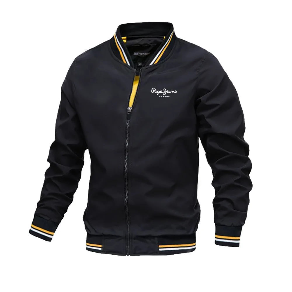 Men's Slim Fit Black Bomber Jacket – High Quality Casual Baseball Coat
