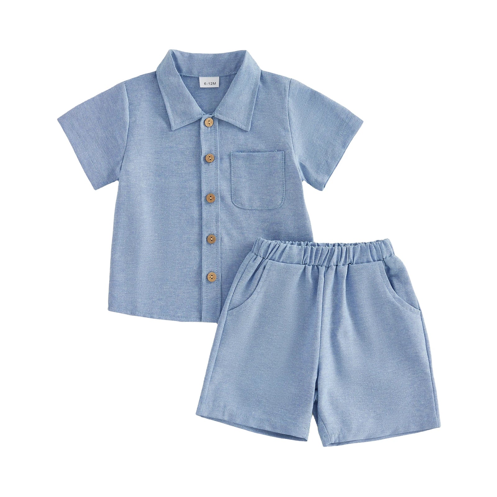 Boys Button Up Shirt & Solid Shorts Set – Stylish Summer 2-Piece Outfit