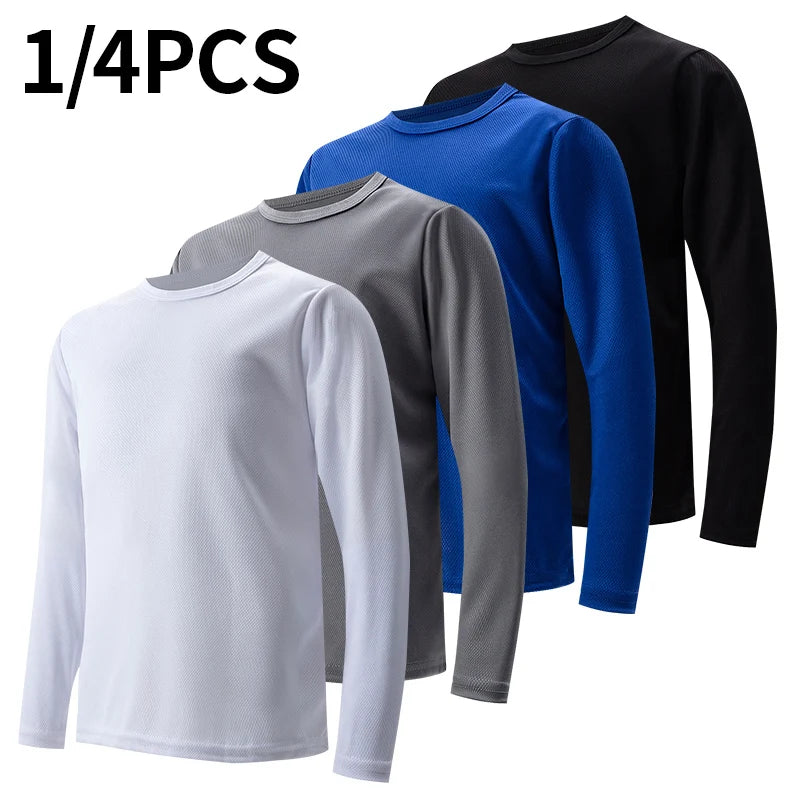 Kids Quick-Dry Long Sleeve Sports T-Shirt – Color Matching Running Top