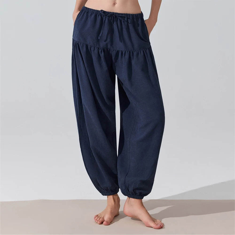 Women's High Waist Drawstring Yoga Boho Harem Pants – Loose Balloon Sweatpants with Pockets