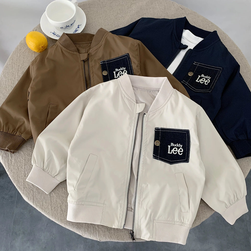 Kids Contrasting Color Pocket Baseball Jacket – Cool Zipper Shirt Outerwear