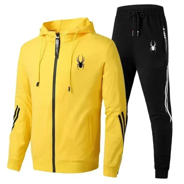 Men's Running Zipper Jacket & Sport Pants Set – Breathable Fitness 2-Piece