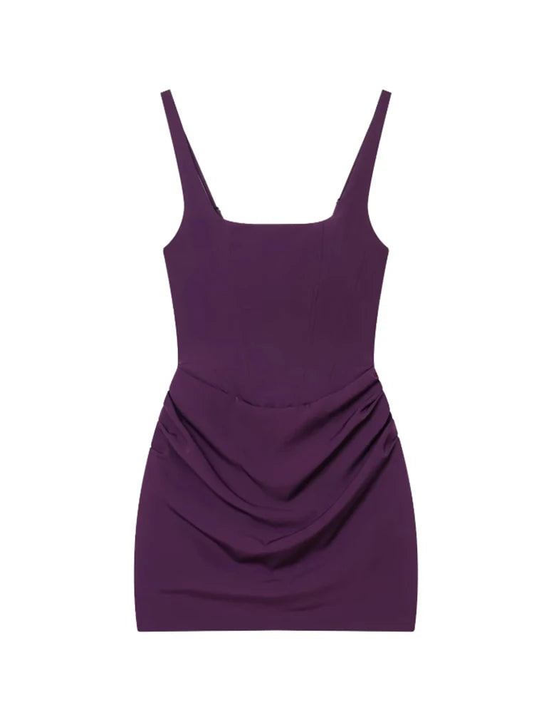 Women's Ruched Spaghetti Strap Bodycon Bandage Mini Dress – French Style Party Gown