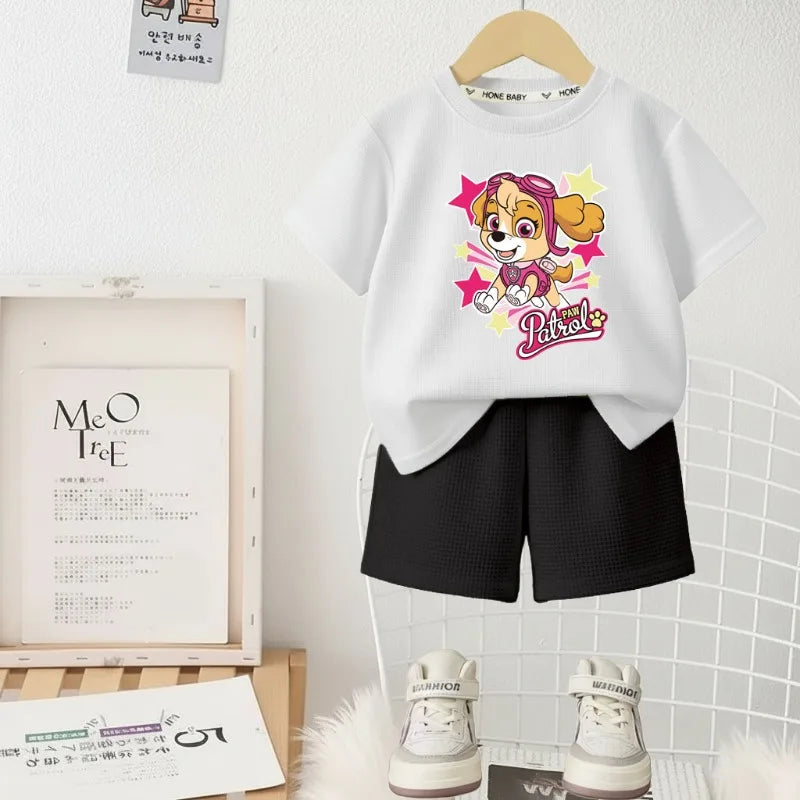 Girls PAW Patrol T-Shirt & Shorts Set – Casual Summer 2-Piece Outfit