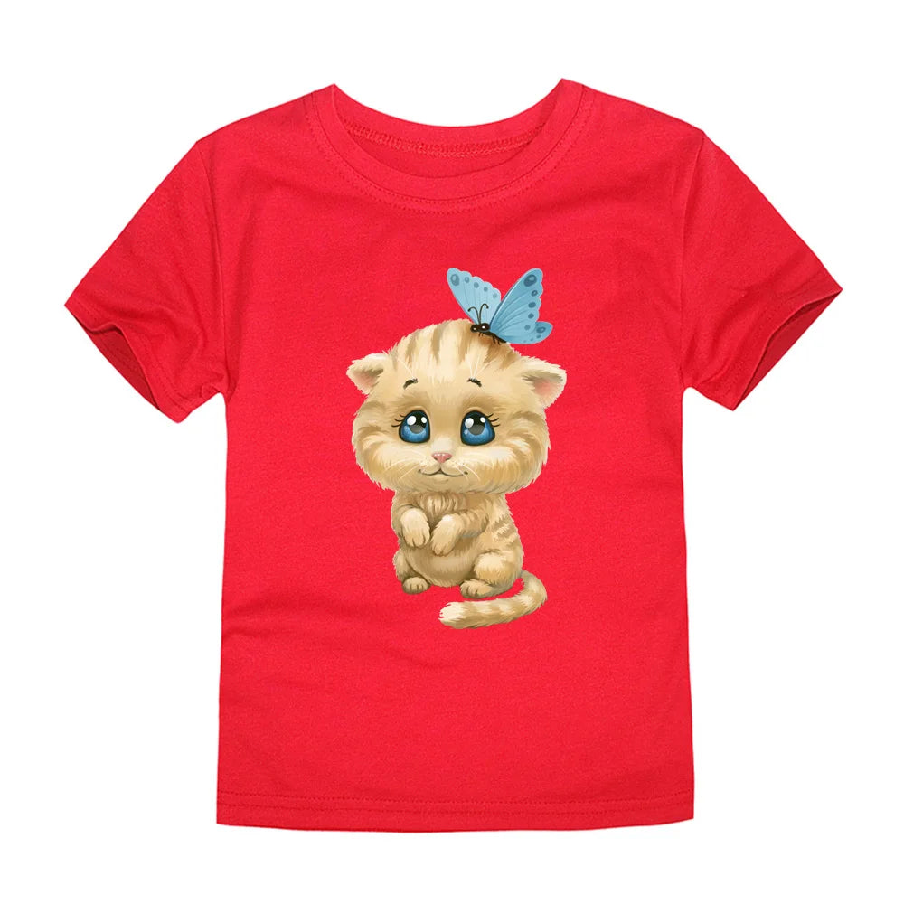 Girls Rainbow Cartoon Cotton T-Shirt – Colorful Summer Tee Ages 2–14