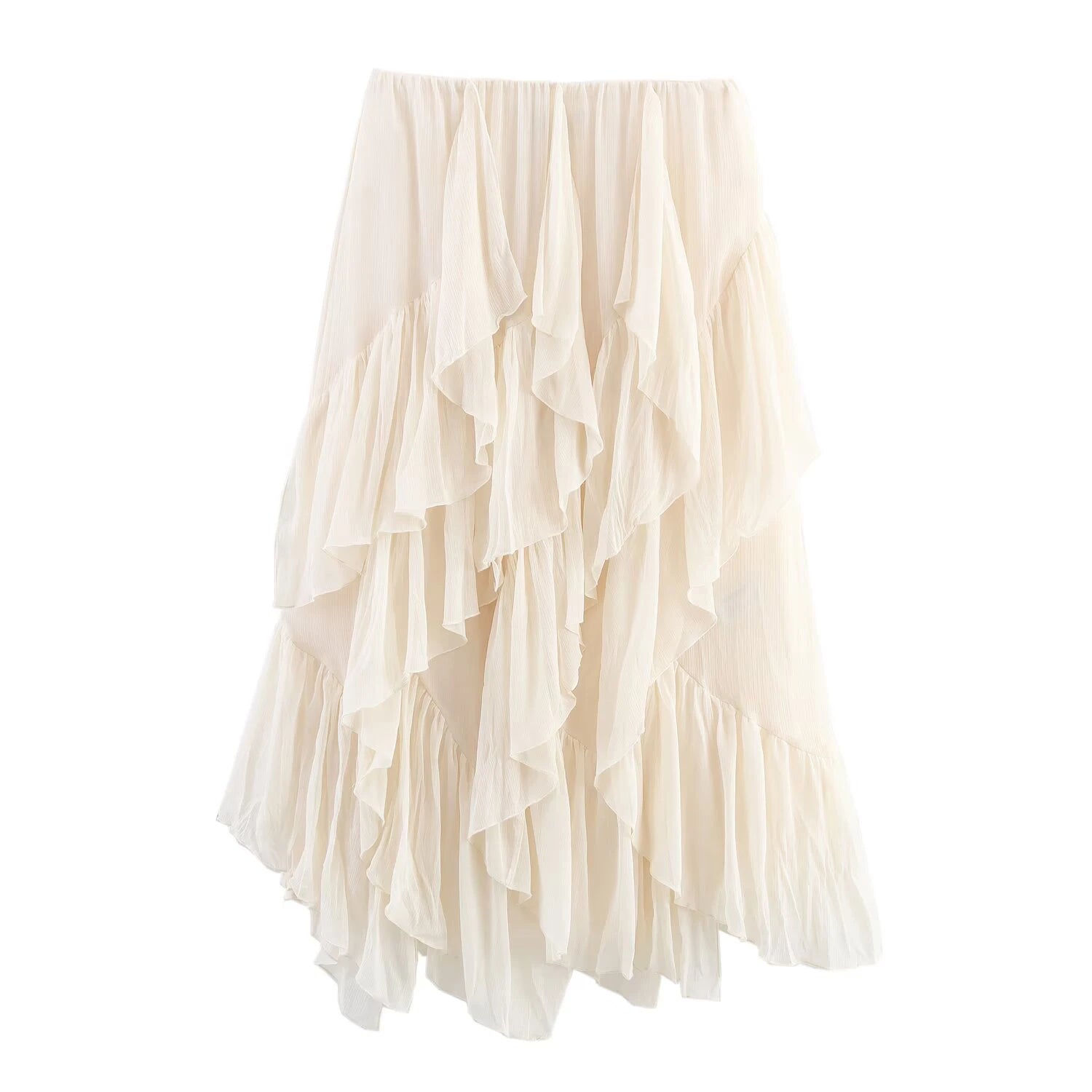 European and American style 2025 summer new product women's clothing design sense layered decoration mid waist MIDI skirt