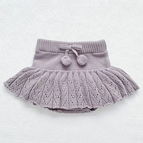 2024 New Autumn 0-4Yrs Baby Girls Knitted Shorts Toddler Baby Girls Solid Color Hollow Out Knitting Shorts Children Shorts