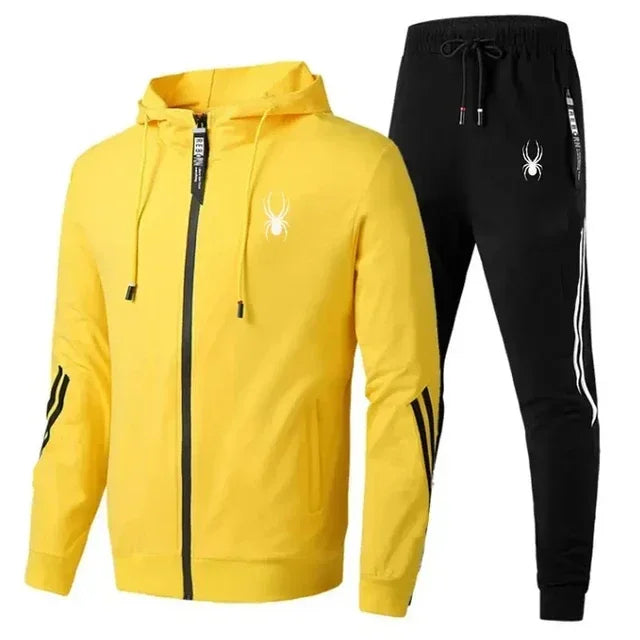 Men's Running Zipper Jacket & Sport Pants Set – Breathable Fitness 2-Piece