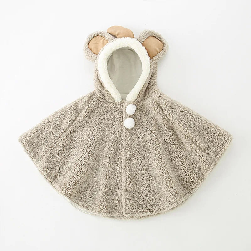 Baby Polar Fleece Windproof Cape Cloak – Cute Cartoon Warm Coat
