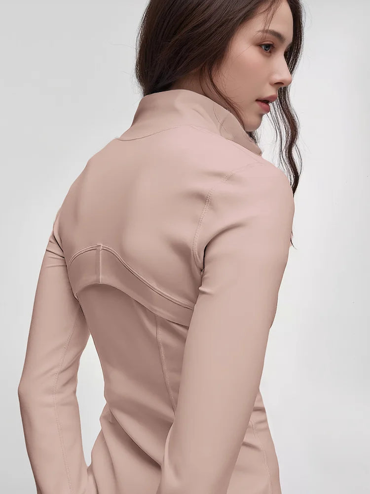 Women's Stand Collar Jacket Gym Workout Long Sleeve Top, Casual Sporty Style, Perfect for Fitness & Training
