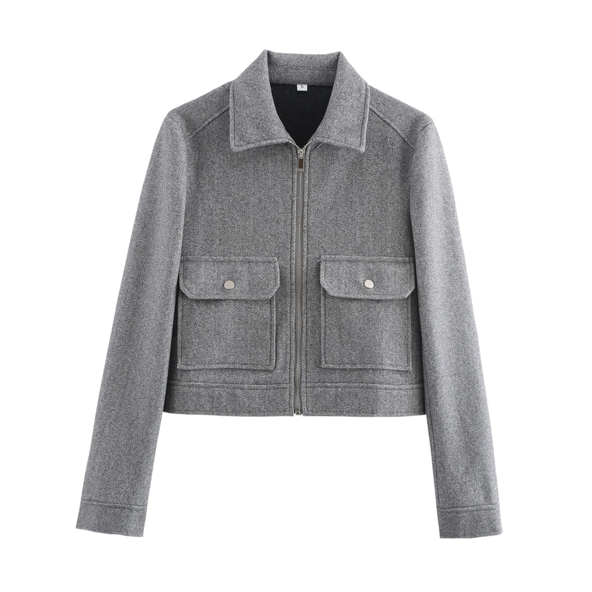 Women's Zipper Pocket Short Jacket Coat – Elegant Street Outerwear