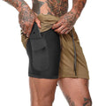 Men's Fitness Built-in pocket casual sports Shorts Summer 2 In 1 Quick Dry Breathable Double-deck men Shorts mesh sweatpants