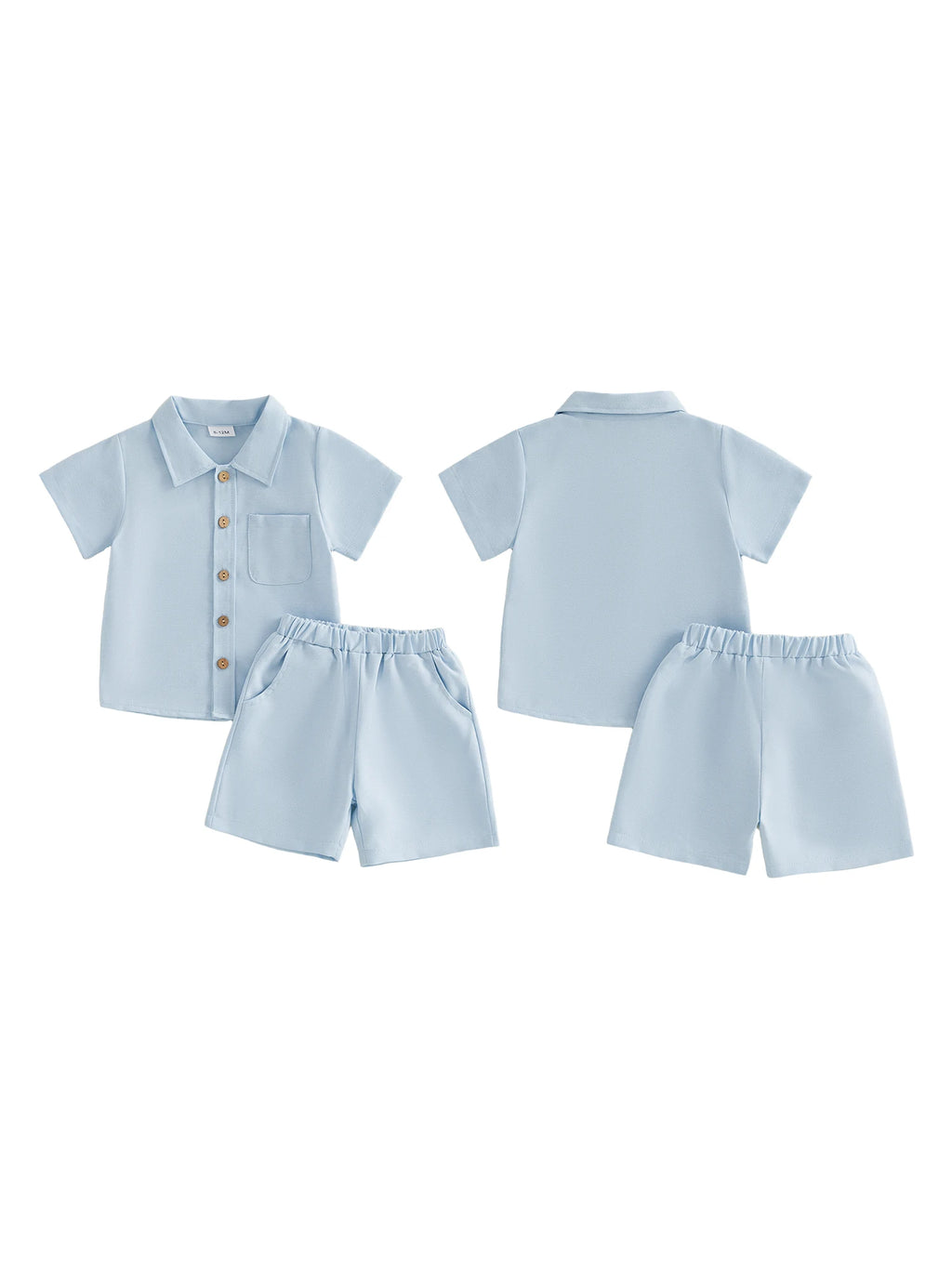 Boys Button Up Shirt & Solid Shorts Set – Stylish Summer 2-Piece Outfit