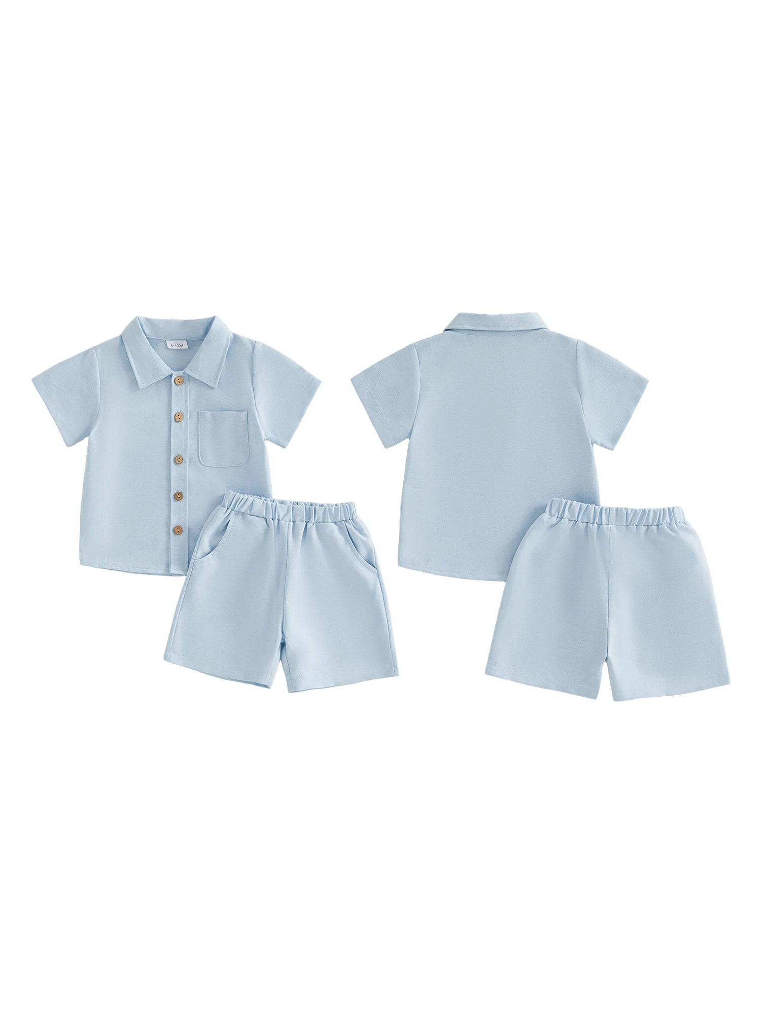 Boys Button Up Shirt & Solid Shorts Set – Stylish Summer 2-Piece Outfit