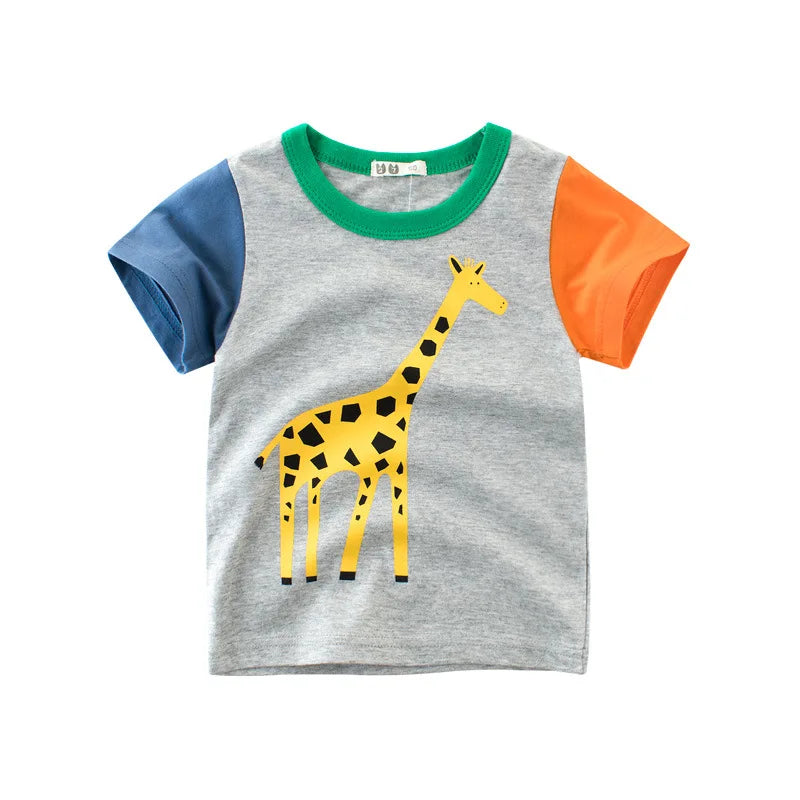 Boys Cartoon Print Short Sleeve T-Shirt – Fun Cotton Kids Tee Ages 2–8