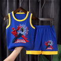 Boys Mesh Basketball Vest & Shorts Set – Breathable Cartoon Print Summer Outfit