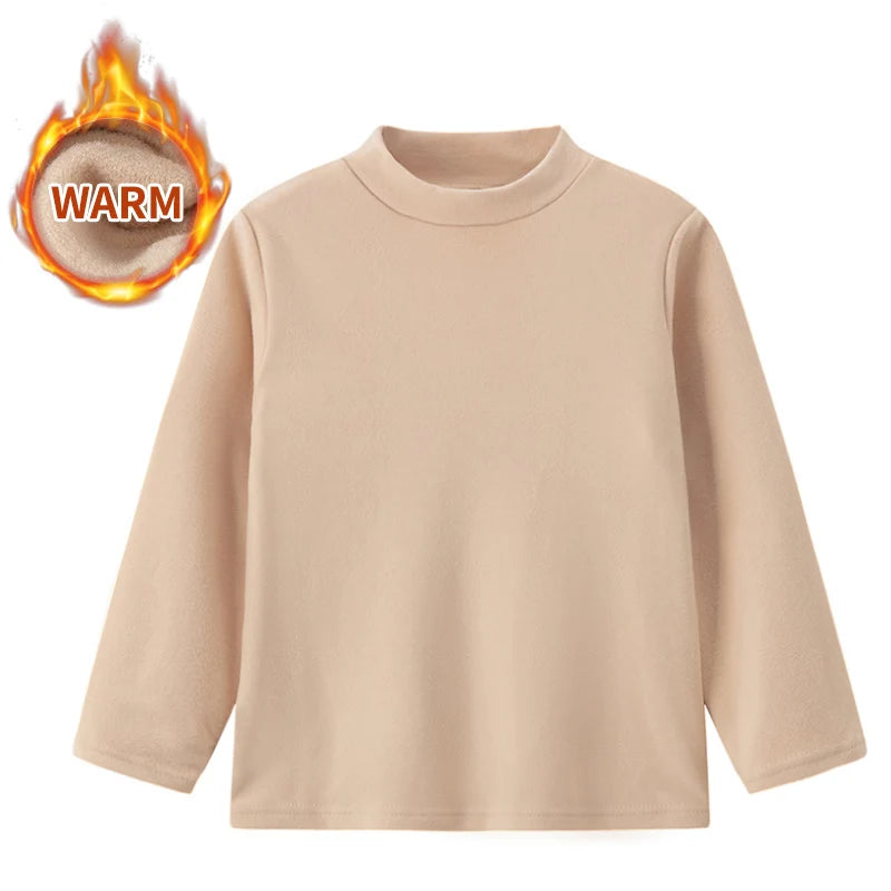Kids Solid Color Long Sleeve Base Shirt – Soft Casual Layering Top