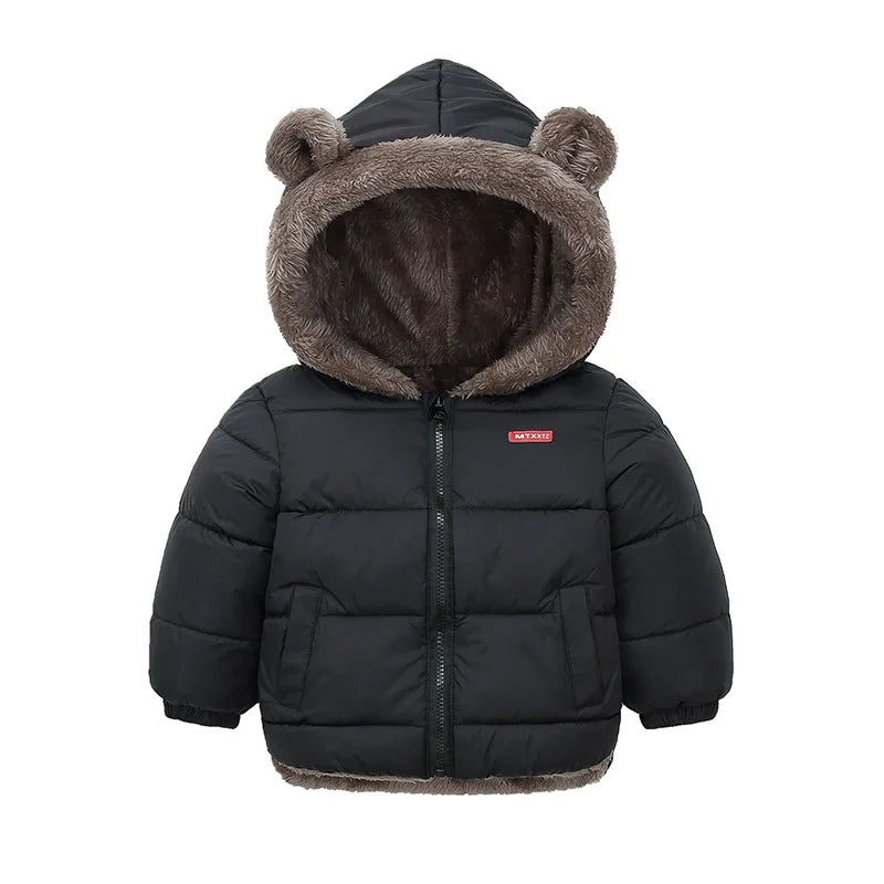Kids Padded Fleece Thick Hooded Snowsuit Jacket – Warm Cashmere Winter Coat