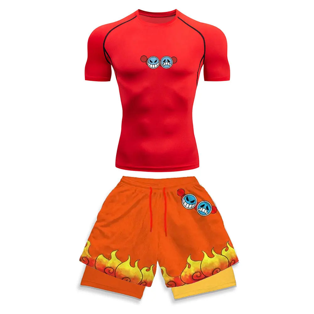 Men's Compression Sports Suit 2-Piece Set – Trendy Athletic Fitness Running Outfit