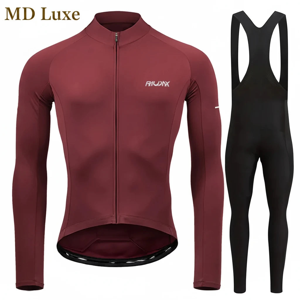 RAUDAX 2024 Man's Winter Cycling Clothing Long Sleeves Thermal Fleece Cycling Jersey Set Outdoor Keep Warm Road Bike Sportswear