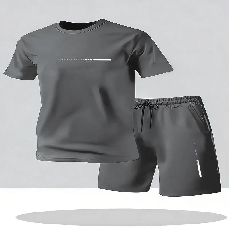 Men's sportswear 2-piece set short sleeved shirt shorts set men's running suit T-shirt men's summer T-shirt