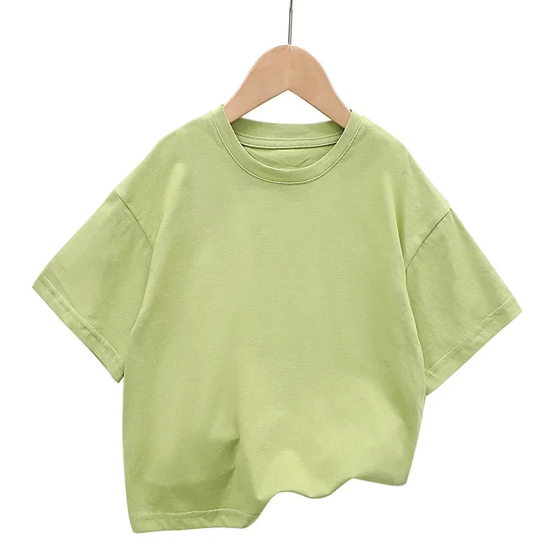 Kids Shoulder Down Short Sleeve T-Shirt – Trendy Cotton Fashion Top Ages 2–12