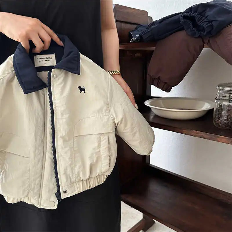 Kids Cartoon Baseball Jacket – Warm Cotton Autumn Outerwear for Boys & Girls