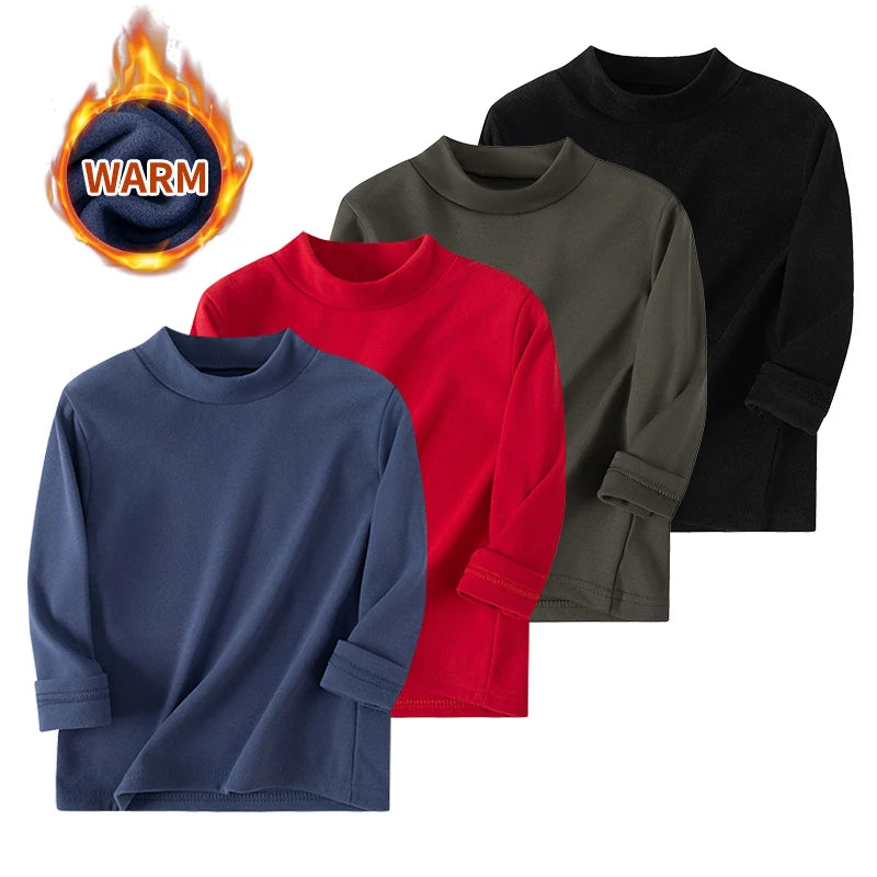 Kids Solid Color Long Sleeve Base Shirt – Soft Casual Layering Top