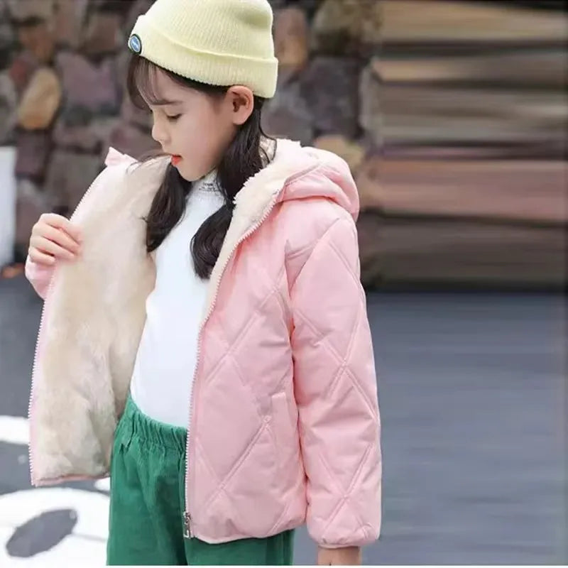 Kids Lamb Wool Plus Velvet Thick Coat – Warm Padded Winter Jacket Ages 1–6