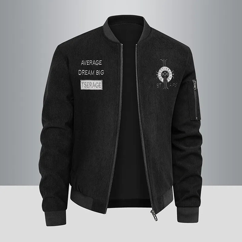 Men's Lightweight Multi-Pocket Varsity Bomber Jacket – Full Zip Casual Windbreaker