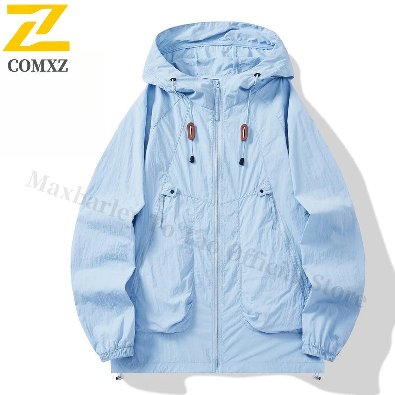 Unisex UPF50+ Ice Silk Hooded Jacket – Ultra Thin Quick-Dry Outdoor Sports Coat