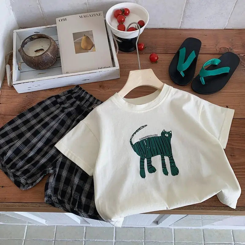 Kids Cartoon Fashion Short Sleeve T-Shirt – Crewneck Casual Cotton Top
