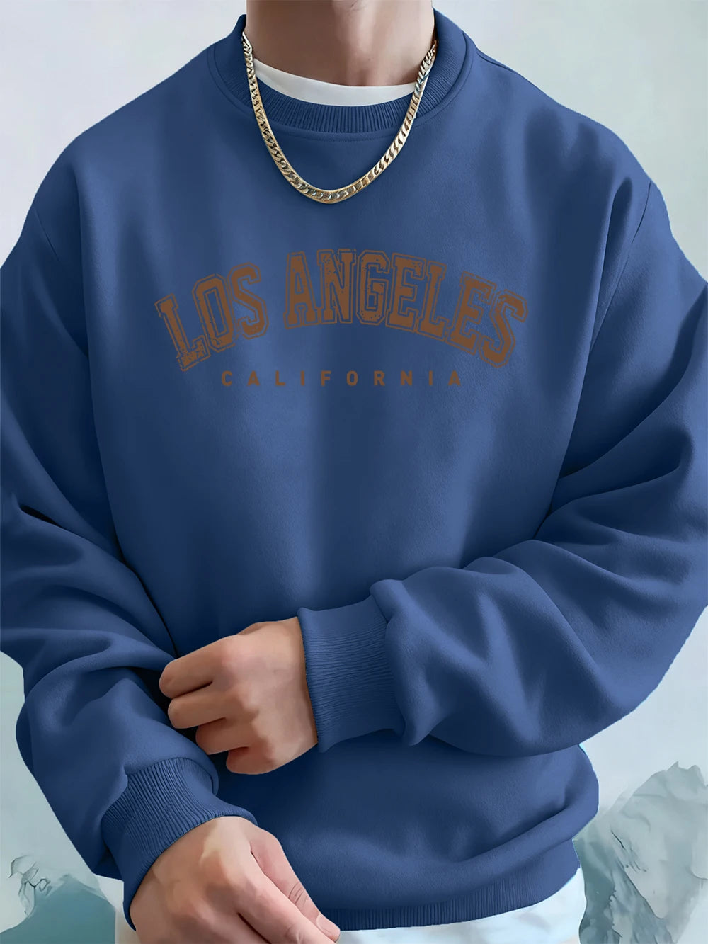Los Angeles California Printed Men'S Sweatshirt Winter Loose Hoodies Sports Crewneck Fleece Warm Pullovers Basics Men Clothes