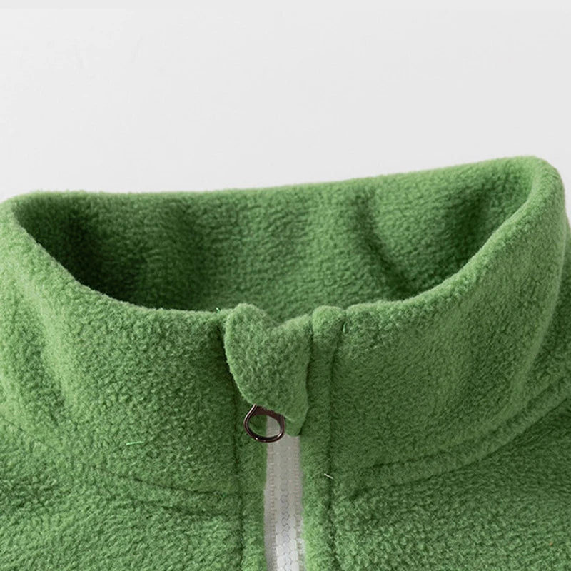 Boys Color Matching Fleece Zipper Jacket – Thickened Warm Outerwear
