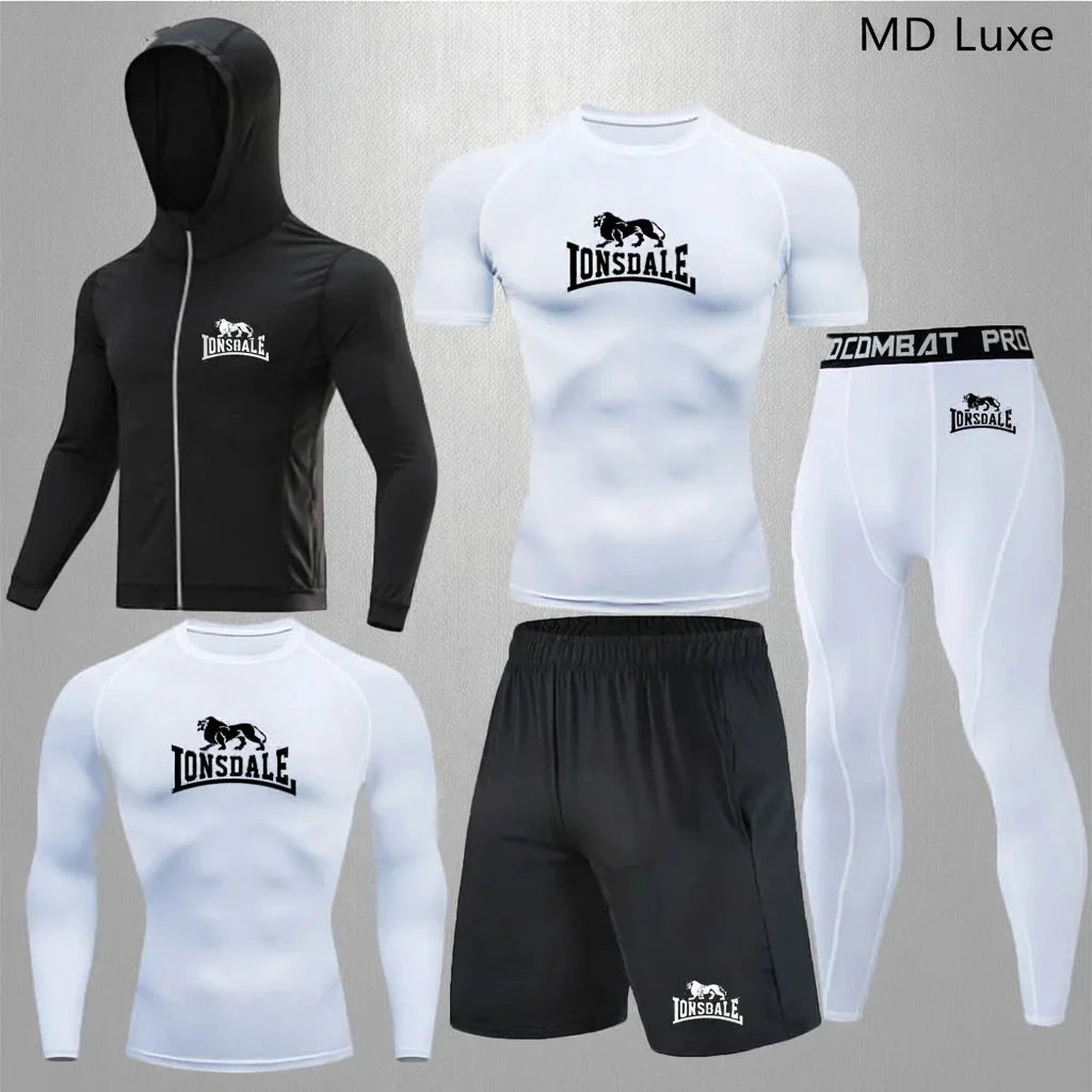 Men Clothing Sportswear Gym Fitness Compression Suits Running Set Sport Outdoor Jogging Quick Dry Tight 5-Piece Set Rashguard