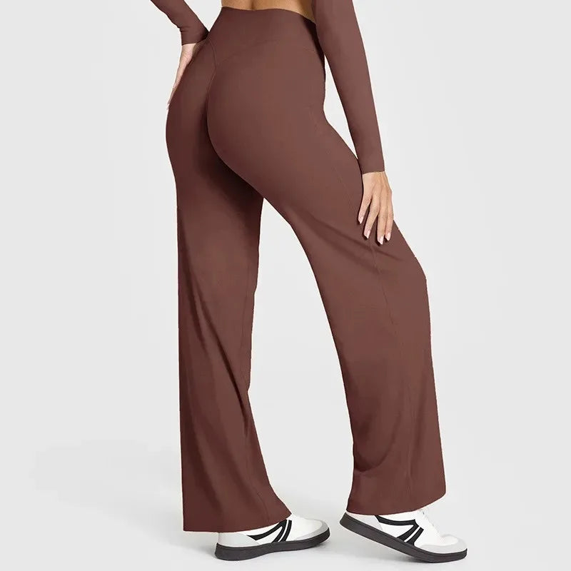 Women's Butter Fabric Straight-Leg Yoga Pants – Ultra Soft Mid-Waist Gym Pilates Trousers