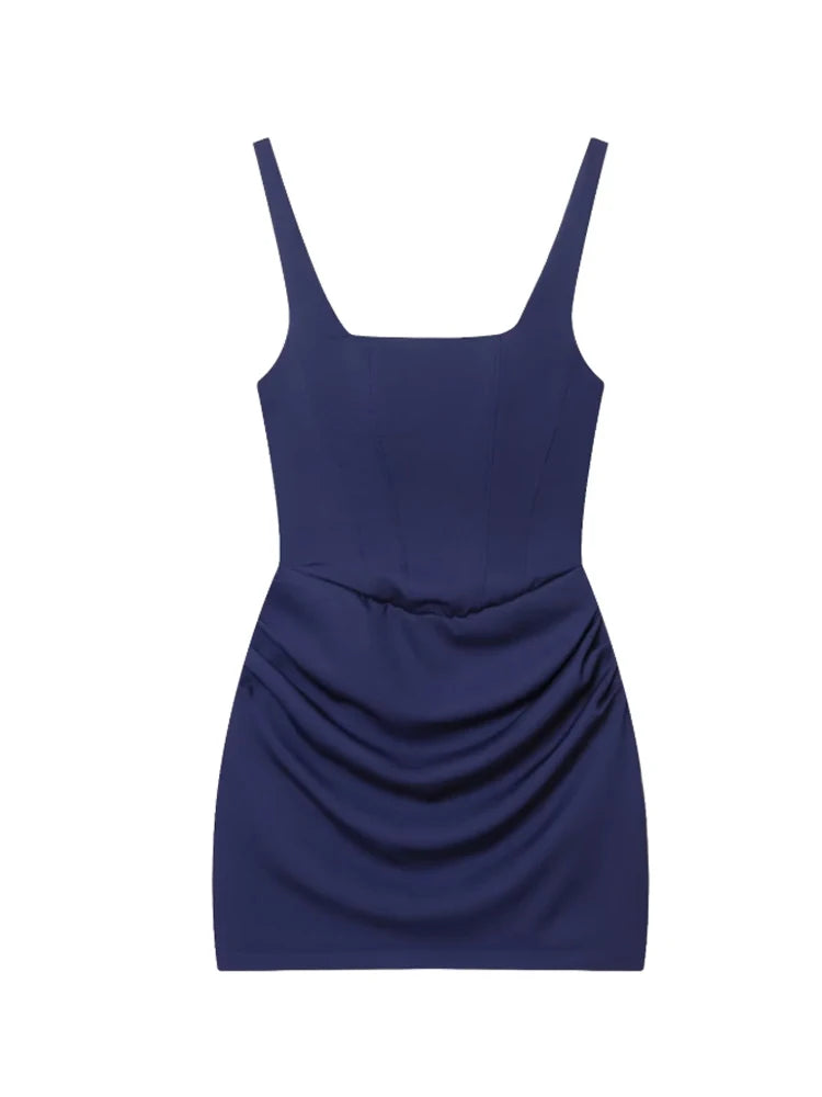 Women's Ruched Spaghetti Strap Bodycon Bandage Mini Dress – French Style Party Gown