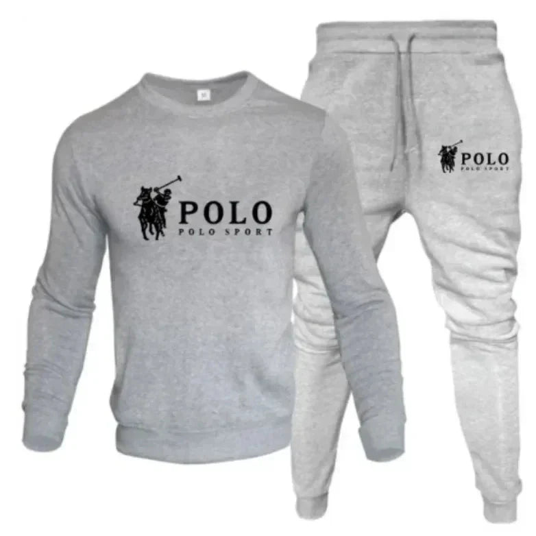 Men's Round Neck Sweatshirt & Jogger Pants Set – Casual Fitness 2-Piece Tracksuit