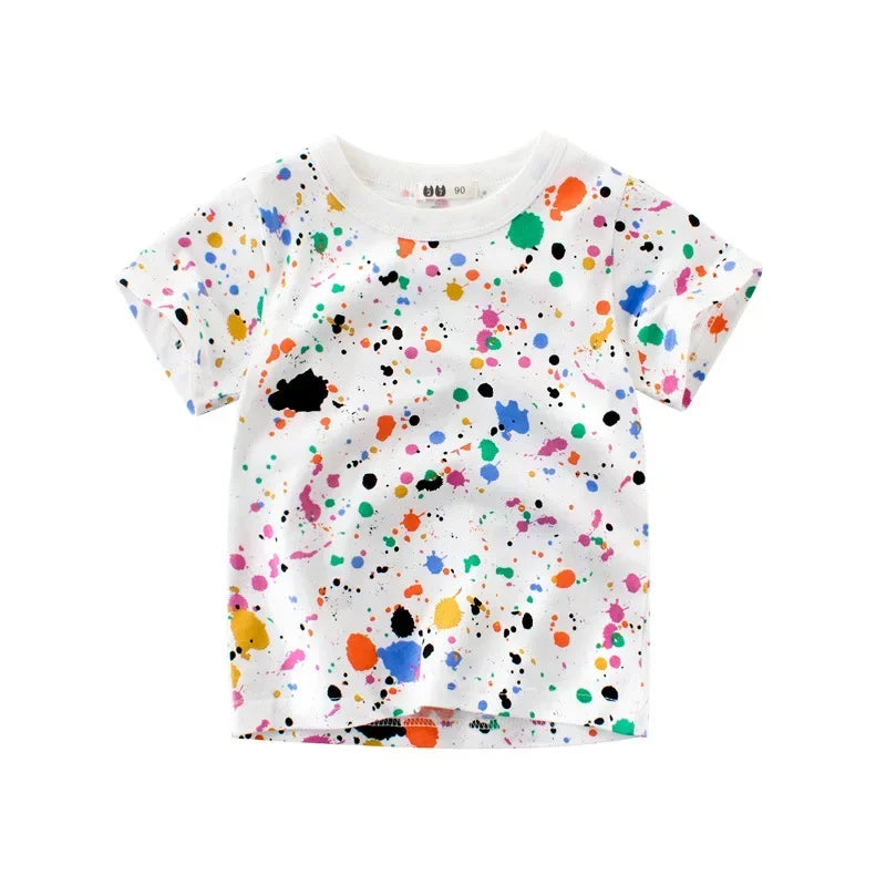 Boys Graffiti Print Short Sleeve T-Shirt – Car, Dinosaur & Shark Cotton Tee