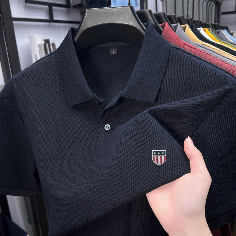 Men's Luxury Cotton Polo Shirt – Short Sleeve Print Business Casual Top