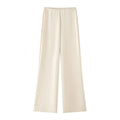 Women's Satin High Waist Straight Leg Holiday Pants – Casual Summer Trousers