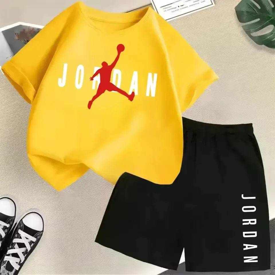 Summer Short Sleeve Children Set Slam Dunk Master Pattern Print Sports T-shirt+Shorts 2pcs Set Kids Boys Girls Fashion Tracksuit