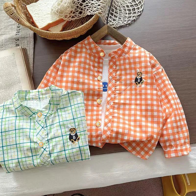 Toddler Boy Long Sleeve Casual Shirt – Soft Cotton Top Ages 1–4