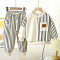 Kids Round Neck Long Sleeve Sweater & Pants Set – Trendy 2-Piece Spring Outfit