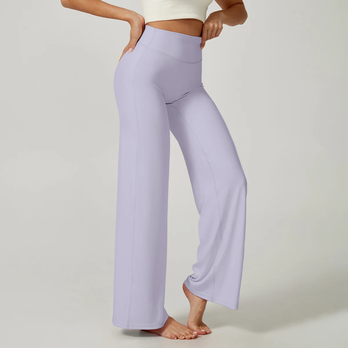 Women's High Waist Wide Leg Flare Lounge Pants – Tummy Control Workout Trousers