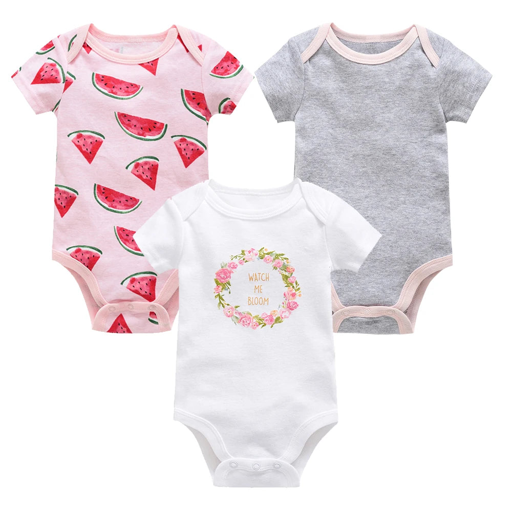 Baby Girls Cotton Short Sleeve Bodysuit – Newborn Onesie 3–6 Pack