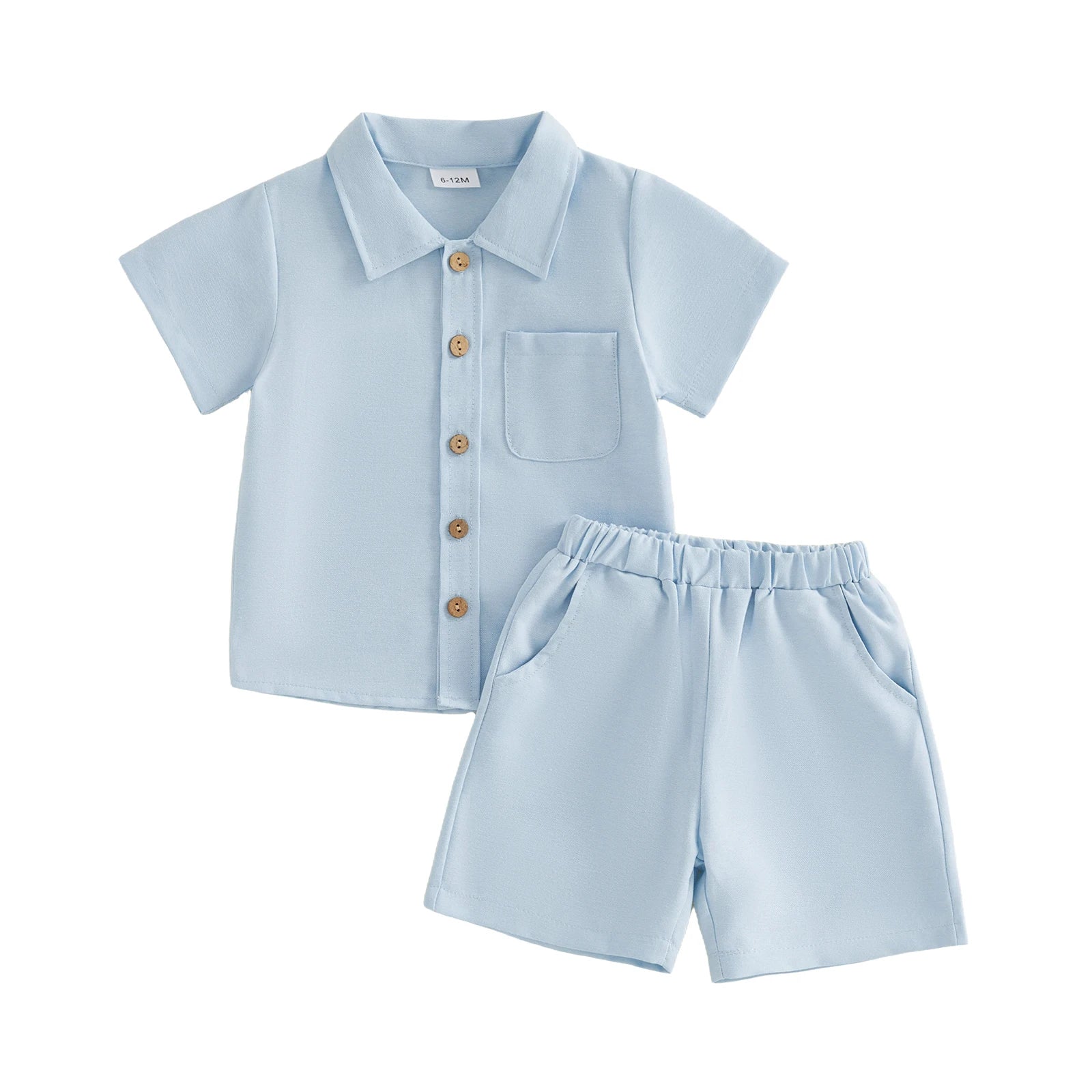 Boys Button Up Shirt & Solid Shorts Set – Stylish Summer 2-Piece Outfit