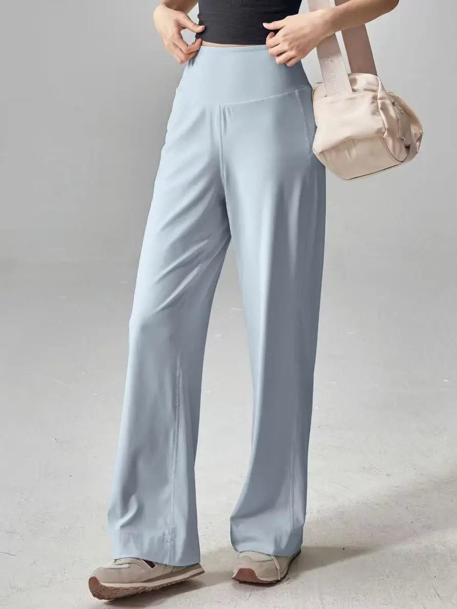 Women's High Waist Wide Leg Quick-Dry Yoga Pants – Loose Fit Workout Trousers