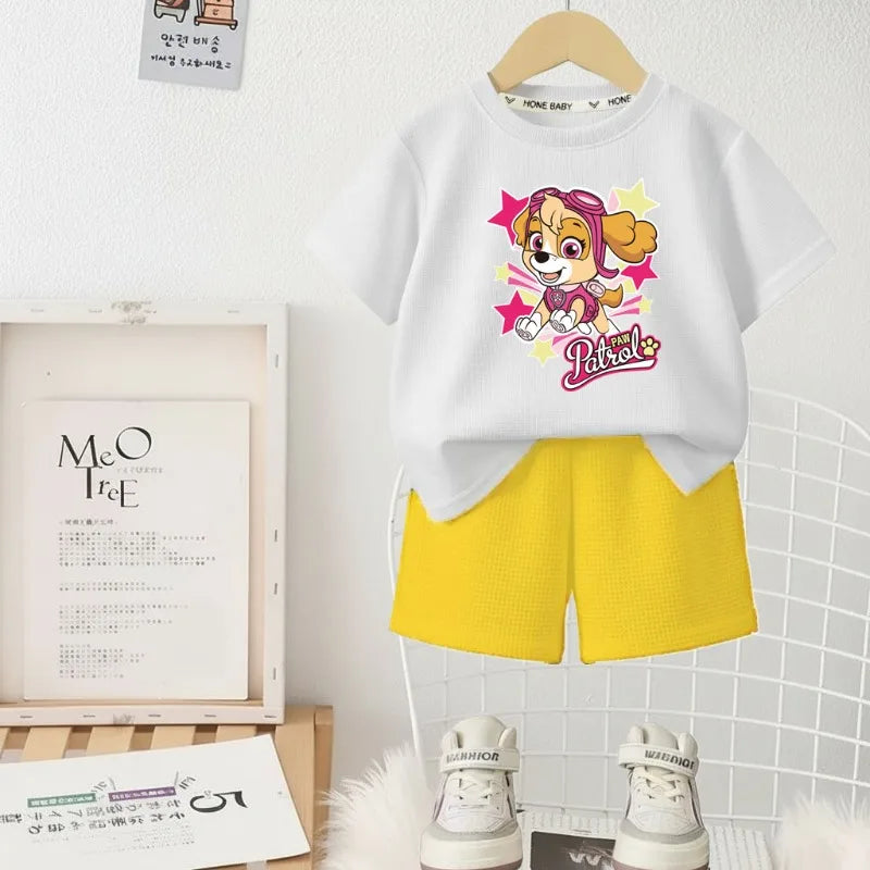 Girls PAW Patrol T-Shirt & Shorts Set – Casual Summer 2-Piece Outfit